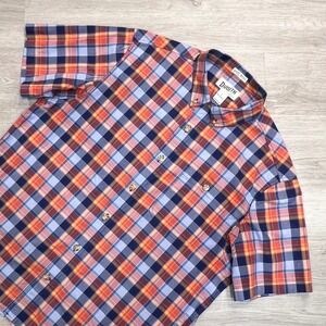Duluth Trading Co. Men's Relaxed Fit Short Sleeve Button Down Shirt Size L Plaid